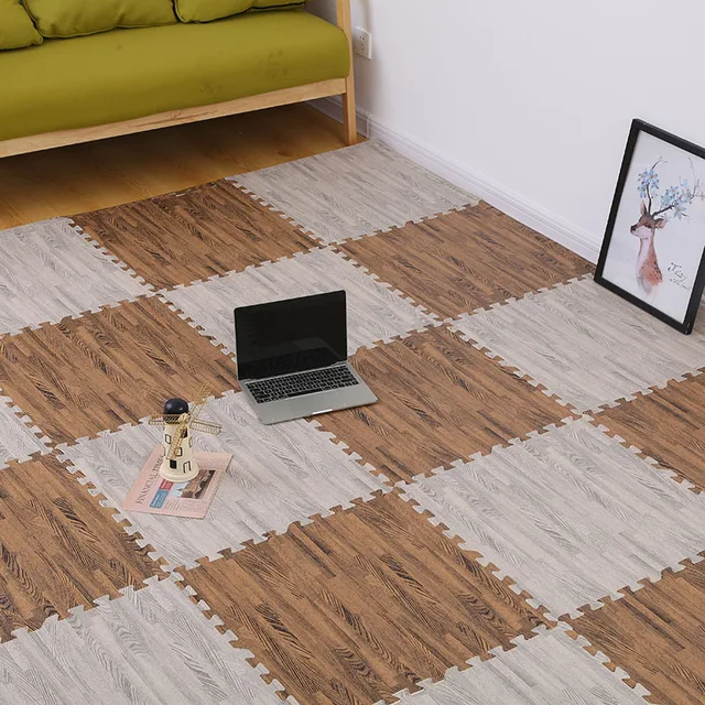 Wood Grain Puzzle Floor Foam Carpet Bedroom Splicing Mat  Baby Play Mat Interlocking Exercise Tiles30*30cm 5