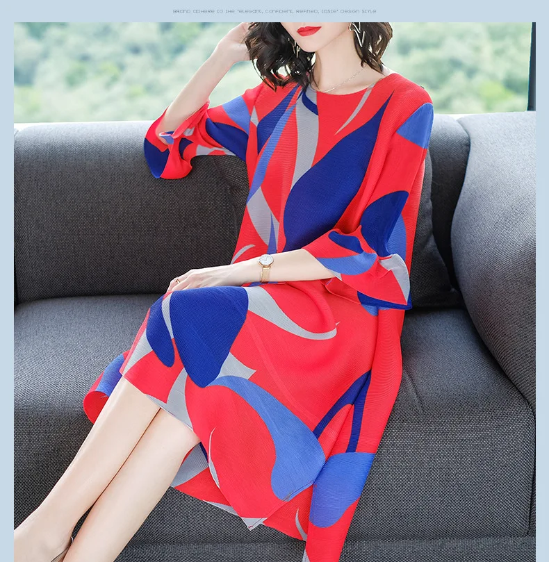 

2018 Spring Summer New Style WOMEN'S Dress Ozhouzhan Fashion Elegant Loose And Plus-sized A- line Skirt Floral Printed Dress