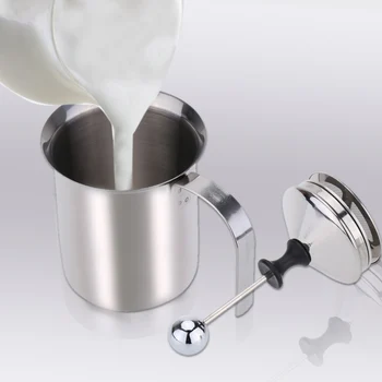 

Hot 400ml Milk Frother Machine Stainless Steel Coffee Maker Double Mesh Milk Foamer DIY Fancy Coffe Creamer for Cappuccino Latte