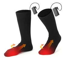 1Pair Electric Heated Stockings Ankle Brace Support Heating Warm Thicken Socks Winter Outdoor Sports Skiing Universal Black Sock