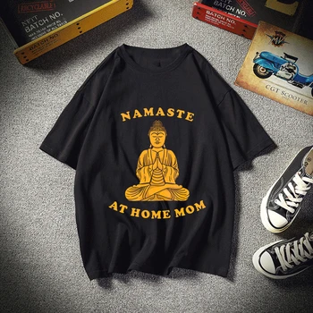 

Namaste At Home Mom Funny T Shirt Men Cool Tops Streetwear Plus Size Women Clothes Clothes Vintage Tee Shirt Femme Harajuku