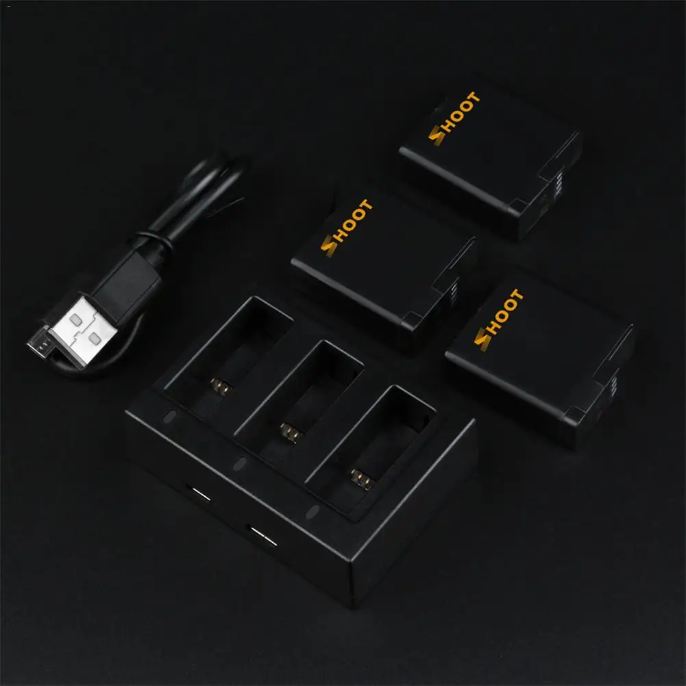 3 шт. адаптер 1480 мАч 3 Зарядка светодиодный USB зарядное устройство батарея сменная камера аксессуары для Hero 5/6/7