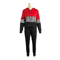 Plus Size Sets Women Leopard Long Sleeve Hooded and Pant Suit Ladies Jogging Suits Sport Outfit Tracksuit ping