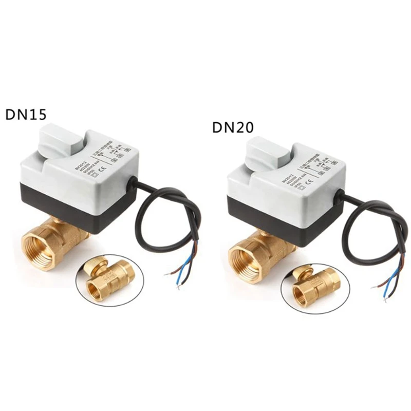 2 шт. Ac220V 2 Way 3 провода моторизованный шаровой клапан электрический привод с ручным переключателем, Dn15 и Dn20