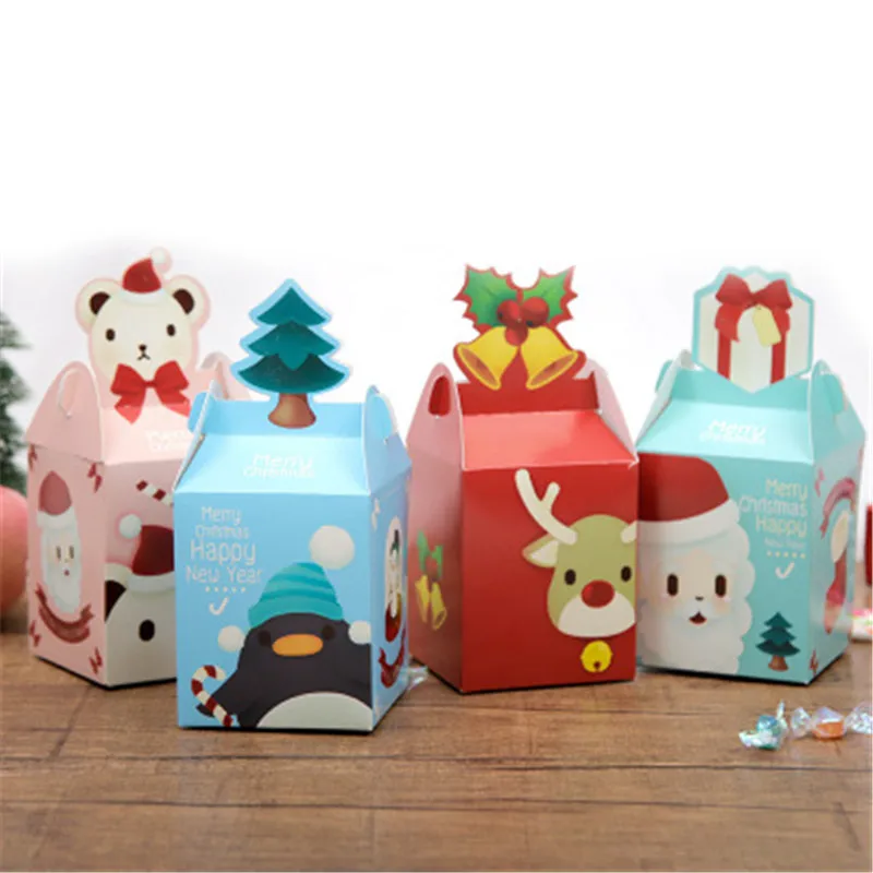 

1PC Christmas Gift Box Christmas Apple Box Cookies Candy Gift Bag Folded Box Colorful Decoration Kids Gifts Freeshipping