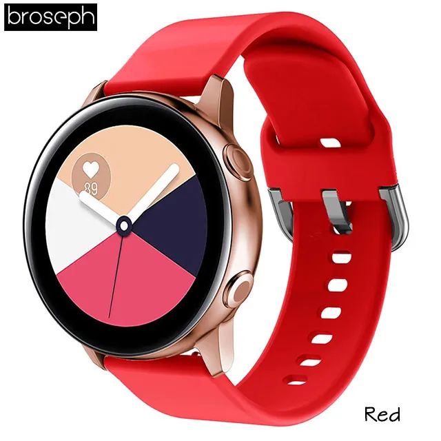 Red 20 мм ширина ремешок для часов samsung Galaxy Watch Active 2 мягкие силиконовые ремешки для samsung Active аксессуары для умных часов - Цвет ремешка: Red