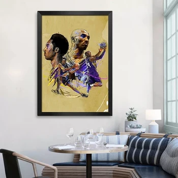 Basketball Star Retro Poster Kobe LeBron Ink Liffin Davis Canvas Print Painting Basketball Wall Art Mural for Home Decor Cuadros 2