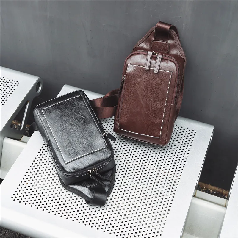 Leisure street chest bag retro trend bag back new Korean version chest bag men and women fashion small backpack
