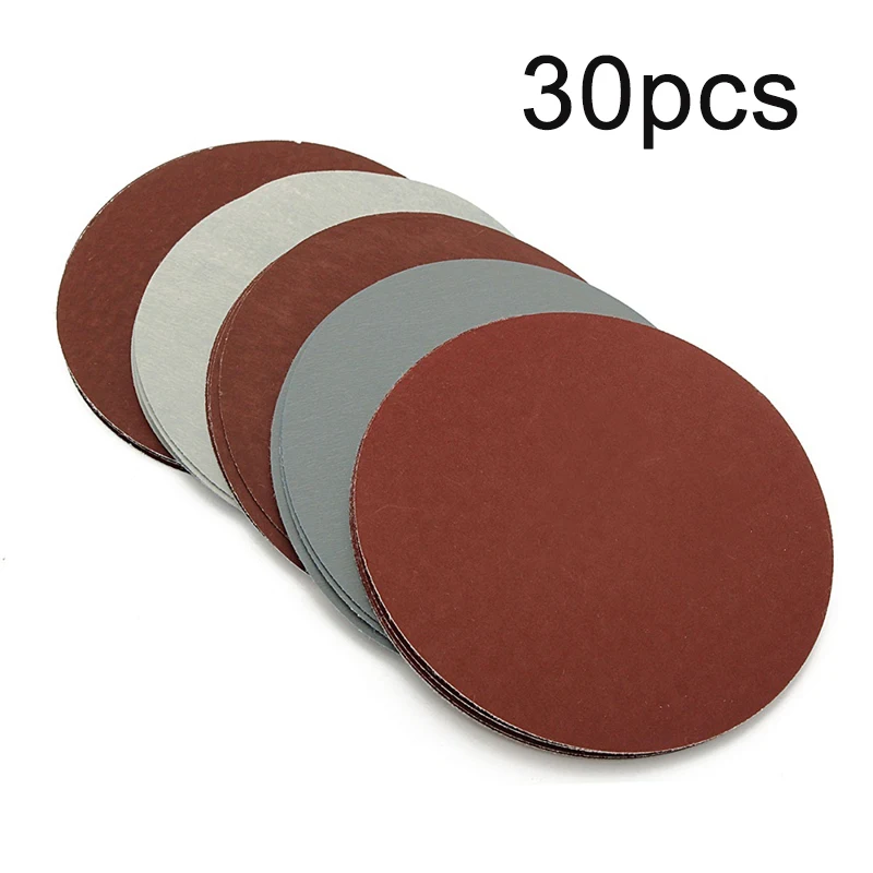 

30 Pcs/Set 125mm Flocking Sandpapers 800/1000/1200/1500/2000/3000 Grit Sand Paper Sanding Grinding Polishing Milling Machines