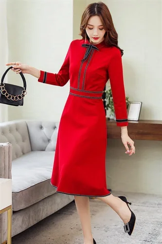 

2019 Autumn Clothing New Style Ladies' Dress-Style Simple Solid Color Slim Fit Slimming Elegant Skirt Women's Mid-length