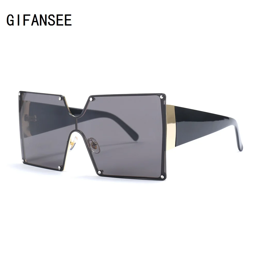 GIFANSEE негабаритные Квадратные Солнцезащитные очки женские солнцезащитные очки без оправы цельные градиентные Роскошные брендовые оттенки Ретро дизайн uv400 Винтажные
