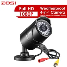 ZOSI 1080P аналоговая/AHD/TVI/CVI камера видеонаблюдения HD 2.0MP Всепогодная 100ft День Ночь домашняя CCTV камера безопасности