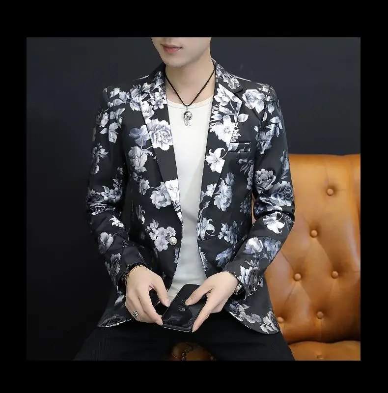 Цветочный мужской дизайн блейзера Повседневный Модный цветочный принт мужской s костюм фрак мужской пиджак блейзер