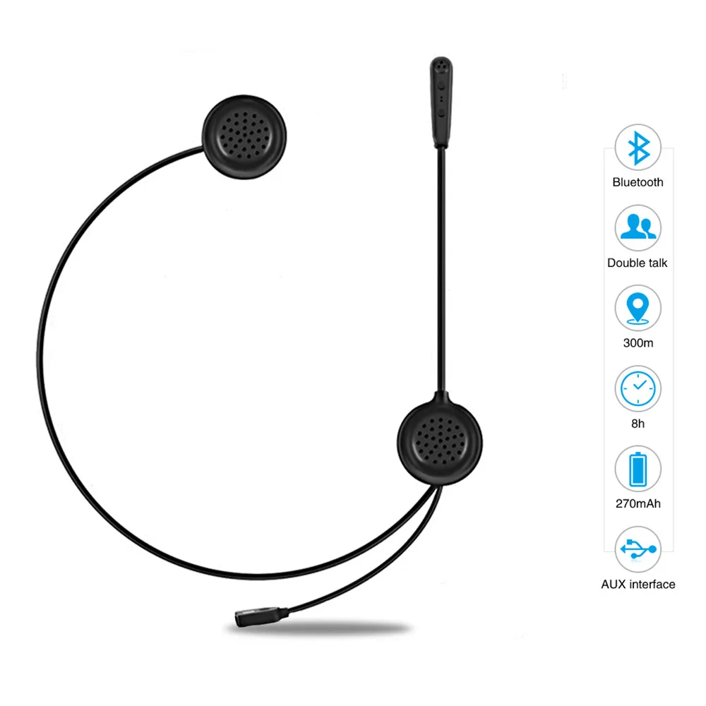 

E200 Full Duplex AUX Voice Input Helmet Bluetooth Headset Wireless Motorcycle Helmet Intercom For 2 Riders Pro Moto Interphone
