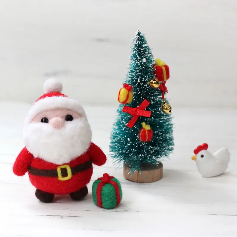 

Christmas Santa Claus With Gift Box Wool Felt Craft DIY Non Finished Poked Set Handcraft Kit For Needle Material Bag Pack D2TD