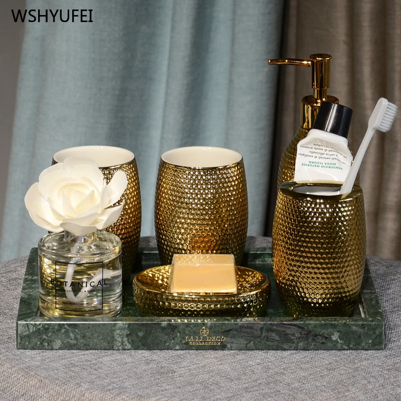 5 шт. светильник, Роскошная золотая вогнутая керамическая щетка для ванной комнаты, набор для мытья чашек, товары для дома и ванной комнаты, креативная чашка для мыла