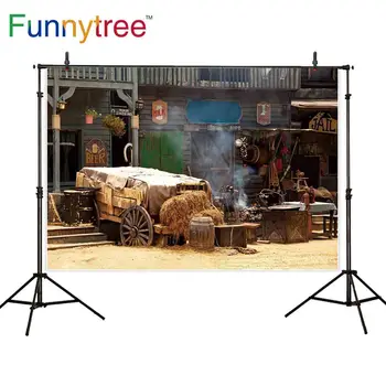 

Funnytree Cowboy photography backdrop Rural Haystack street Farm Barn wood House background Photo Studio photocall photophone