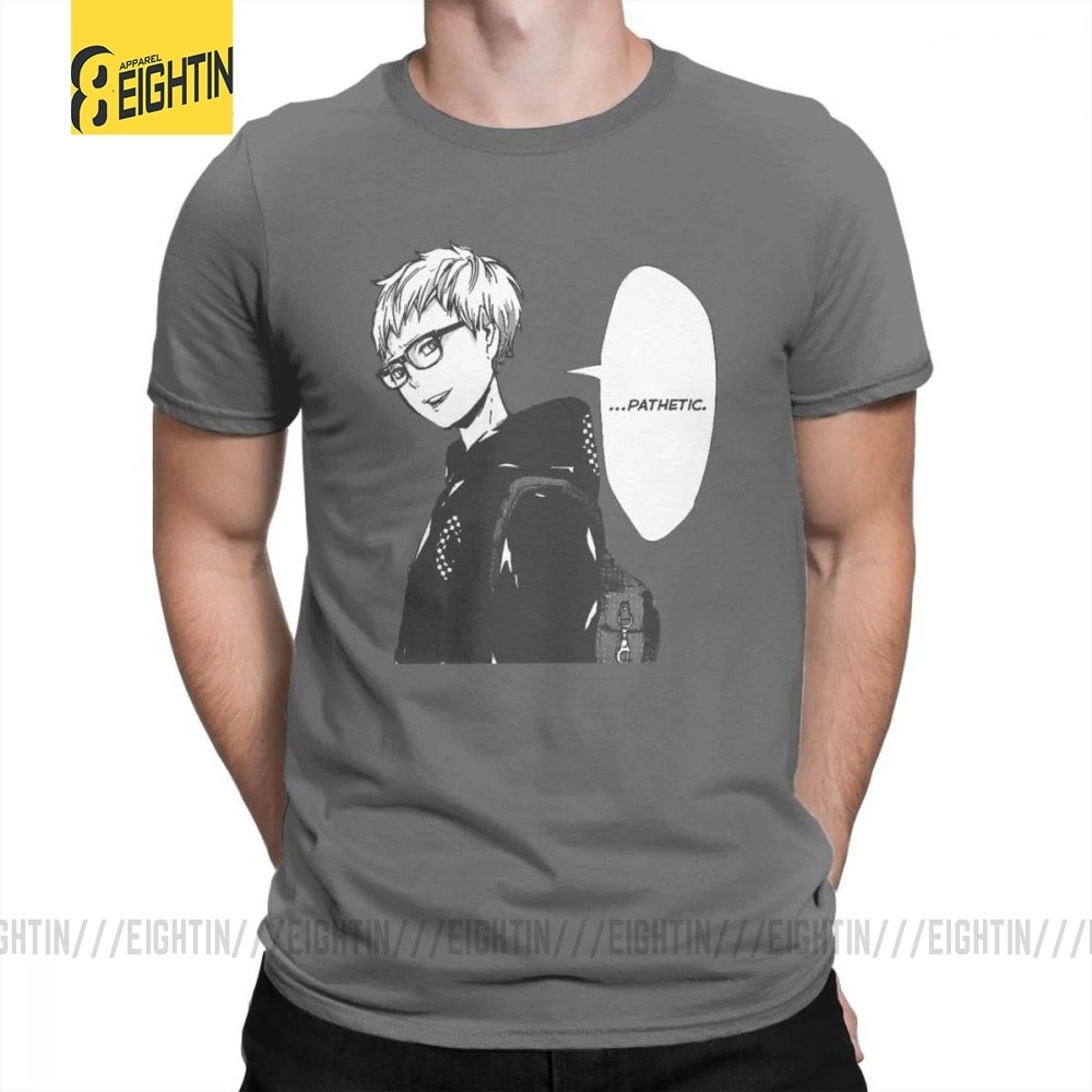 Футболки Haikyuu, футболки Tsukishima Kei, Классические летние футболки с коротким рукавом и круглым вырезом, хлопок, комиксы, футболки для мужчин, большие размеры - Цвет: Темно-серый