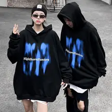 

Oversized hooded sweatshirt couple printed hoodie 2021autumn winter new American high street velvet sweatshirts streetwear trend