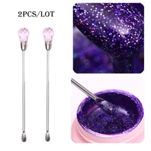 2 шт. палочка для перемешивания ложки для ногтей акриловый порошок УФ гель отполированные ложки тоньше ручки маникюр ногтей Блеск приспособление для украшения