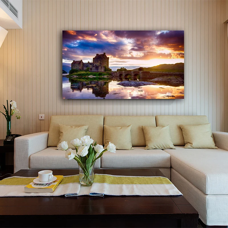 DIY colorings pictures by numbers with Castle reflection picture drawing Relief painting by numbers framed Home
