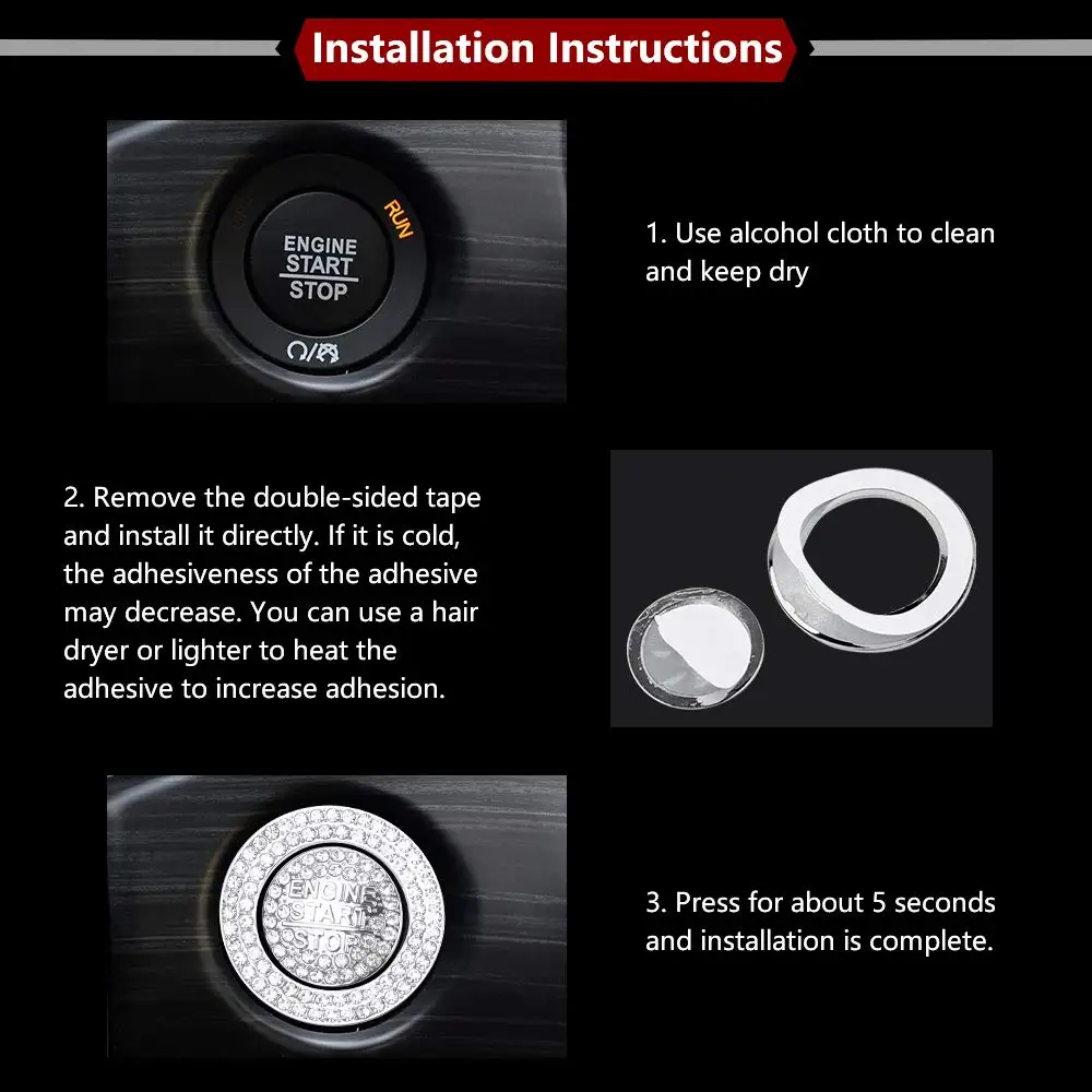 ZOGO for Jeep Grand Cherokee Accesories 2014-2021 Start Stop Button Sticker Auto Interior Ignition Decoration Cover Trims Silver Uncategorized 6ee592b94717cd7ccdf72f: silver