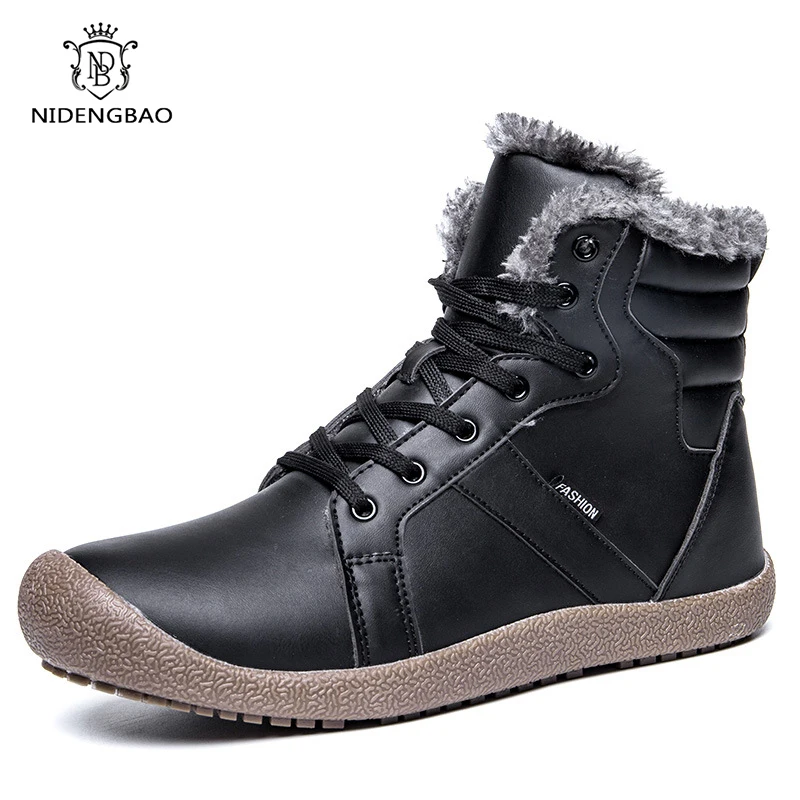 

Anti-skiing Snow Boots Men Winter Warm Leather Ankle Boots Plus Velvet Men Shoes Thickening Casual Shoes Male Plus Size 36-48