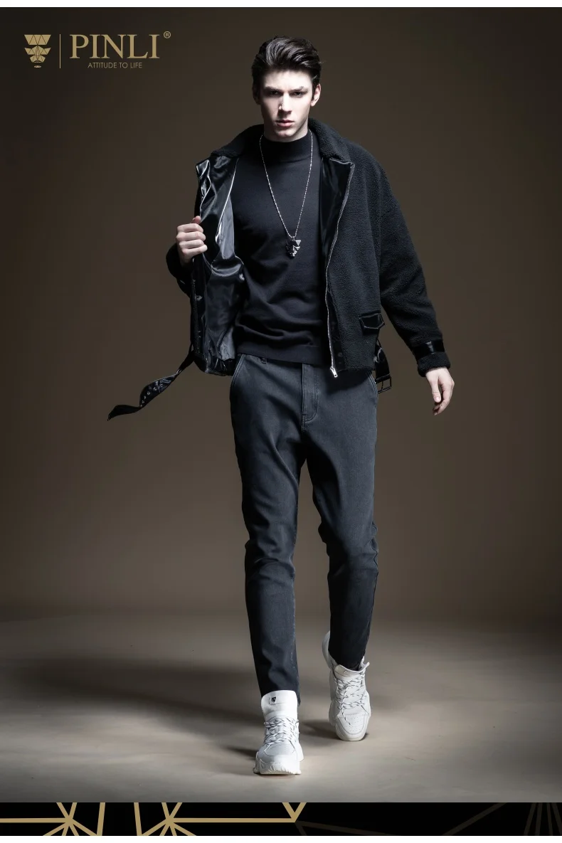 Casaco Masculino, стандартная куртка Pinli, осень, новинка, мужская куртка из искусственной кожи с отложным воротником, верхняя влага, B193304353