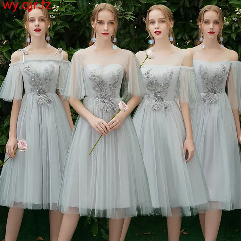 XXY6878# серое длинное платье подружки невесты на выпускной Рождество хор свадебное платье Дешевая женская одежда