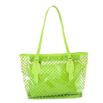 

New Women Handbags Summer Wave Point Candy Shoulder Bag Waterproof Beach Totes Female Transparent Bags Shopping Handbags