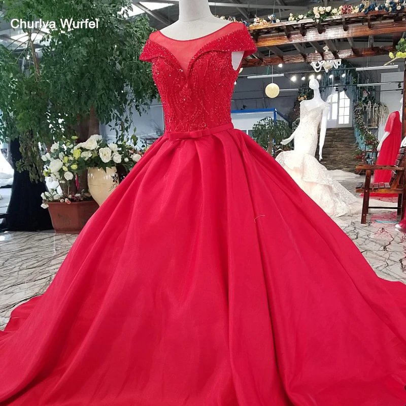 LS21489 красный блестящий A-line атласное вечернее платье O-образным вырезом зашнуруйте назад официальное платье для свадебной вечеринки дешевая цена быстрая