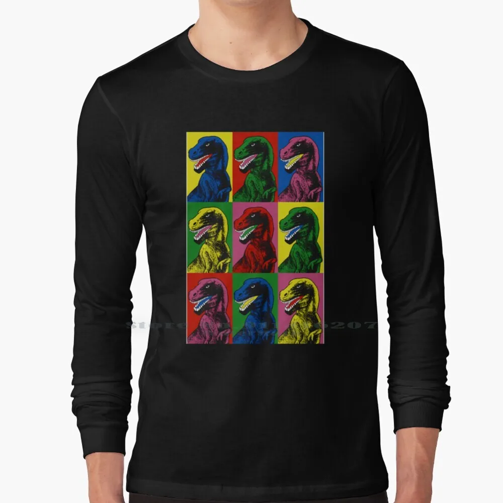 Maglietta Pop Art Dinosaur 100% Puro Cotone Dinosauro Pop Pop Art World T Rex Dinosauri