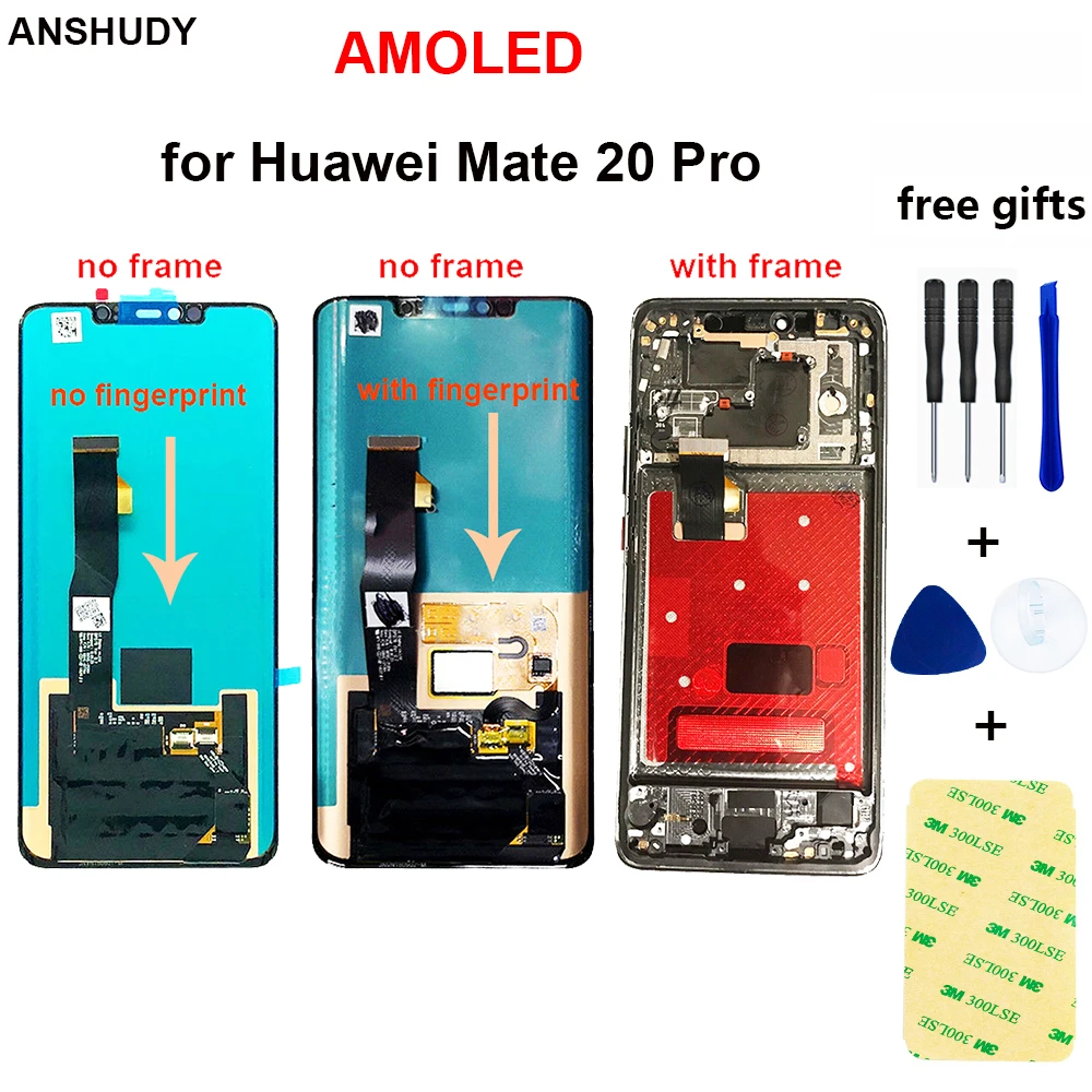 AMOLED сборка с отпечатком пальца для huawei mate 20 Pro lcd сенсорный экран 6,39 ''дигитайзер mate 20 Pro ЖК-дисплей с рамкой
