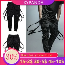 Индивидуальные темно-черные повседневные мужские рабочие длинные штаны от Harlan, свободные тонкие спортивные штаны с маленькими пучками