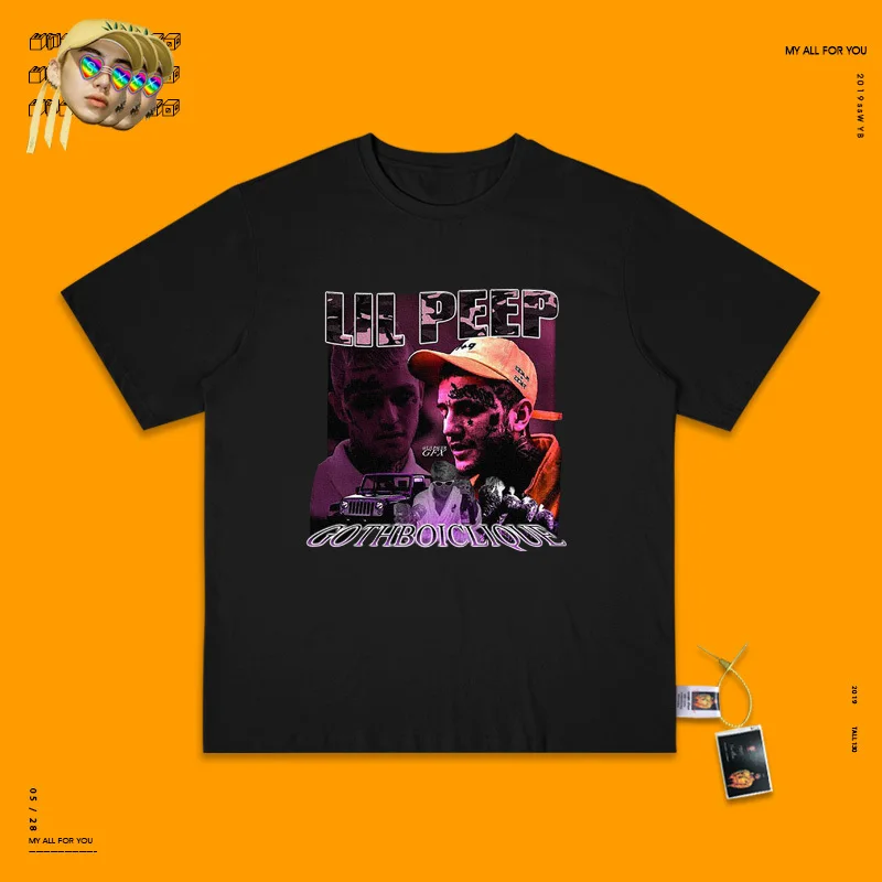 Big Bang хип-хоп Lil Peep Do используется Паровая волна футболка плакат основы короткий рукав для мужчин и женщин Рок - Цвет: black