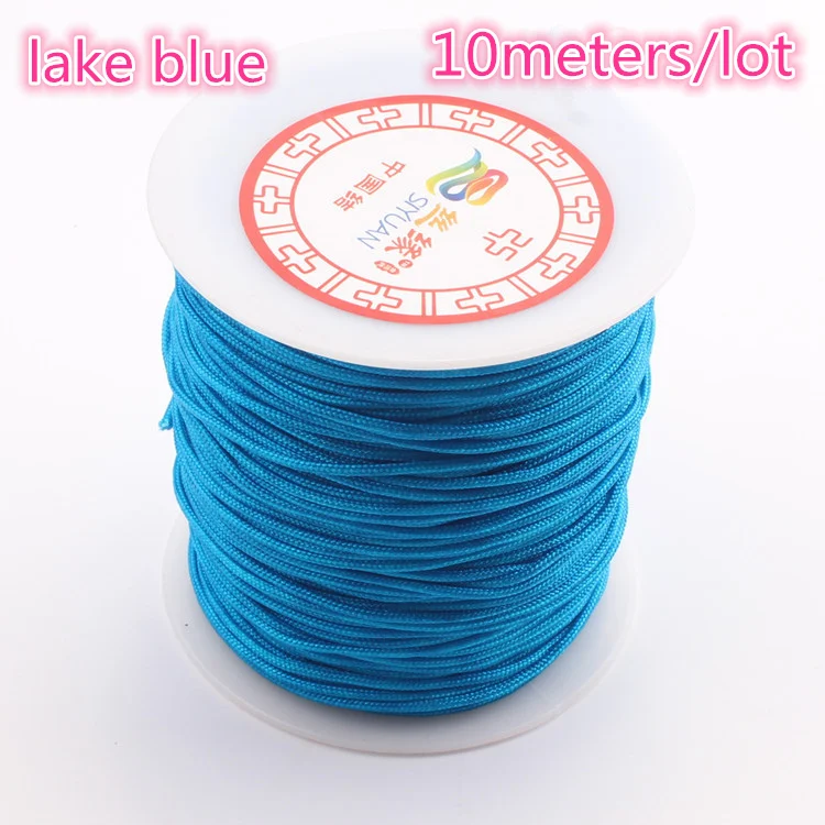 lake blue 10 м/лот 0,8/1,0 мм нейлоновый шнур, китайский узел, шнур макраме, браслет, плетеная веревка, сделай сам, кисточки вышивка бисером, нить - Цвет: lake blue