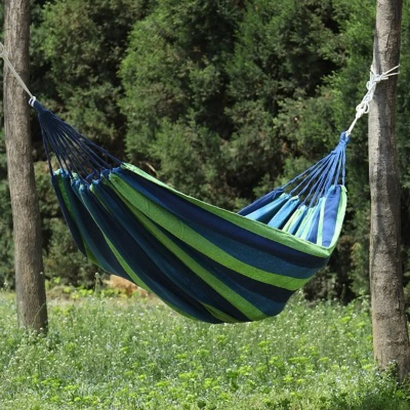

Portable Hammock Outdoor Hammock Garden Sports Home Travel Camping Swing Canvas Stripe Hang Bed Hammock Red, Blue 190 x 80cm