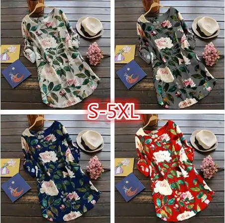 

Summer Fashion Women Dress Casual Elegant O-neck Short Sleeve Work Office Vestido Printed Floral Loose Dress Plus Size 5XL