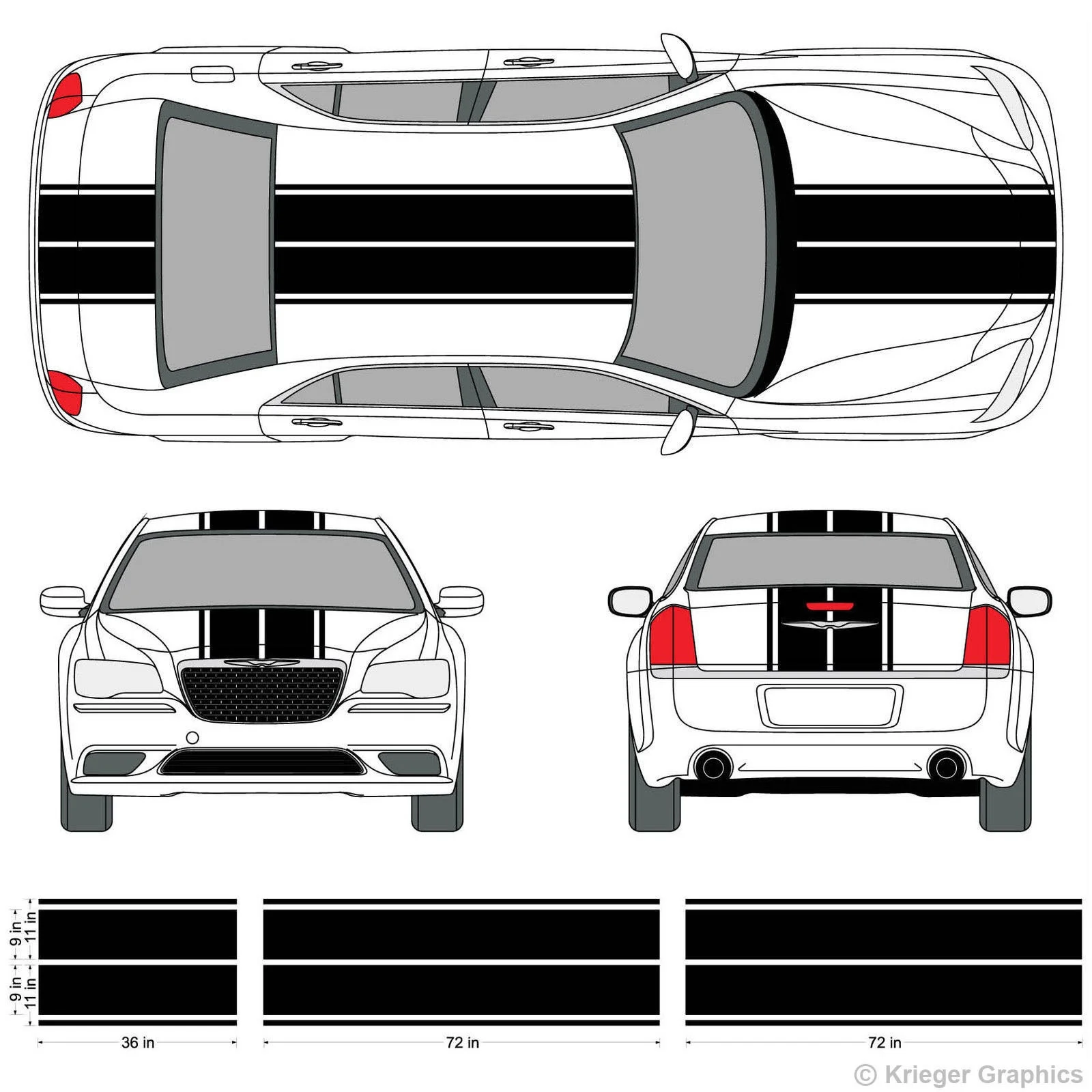 Для 1 комплект 1 комплект Chrysler 300 двойной ралли гонки полосы винил двойная полоса наклейка для автомобиля