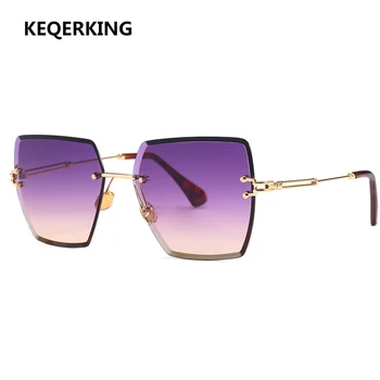 

KEQERKING 2019 sunglasses female retro gradient sunglasses frameless trimming sunglasses fashion trend очки UV400 очки мужские