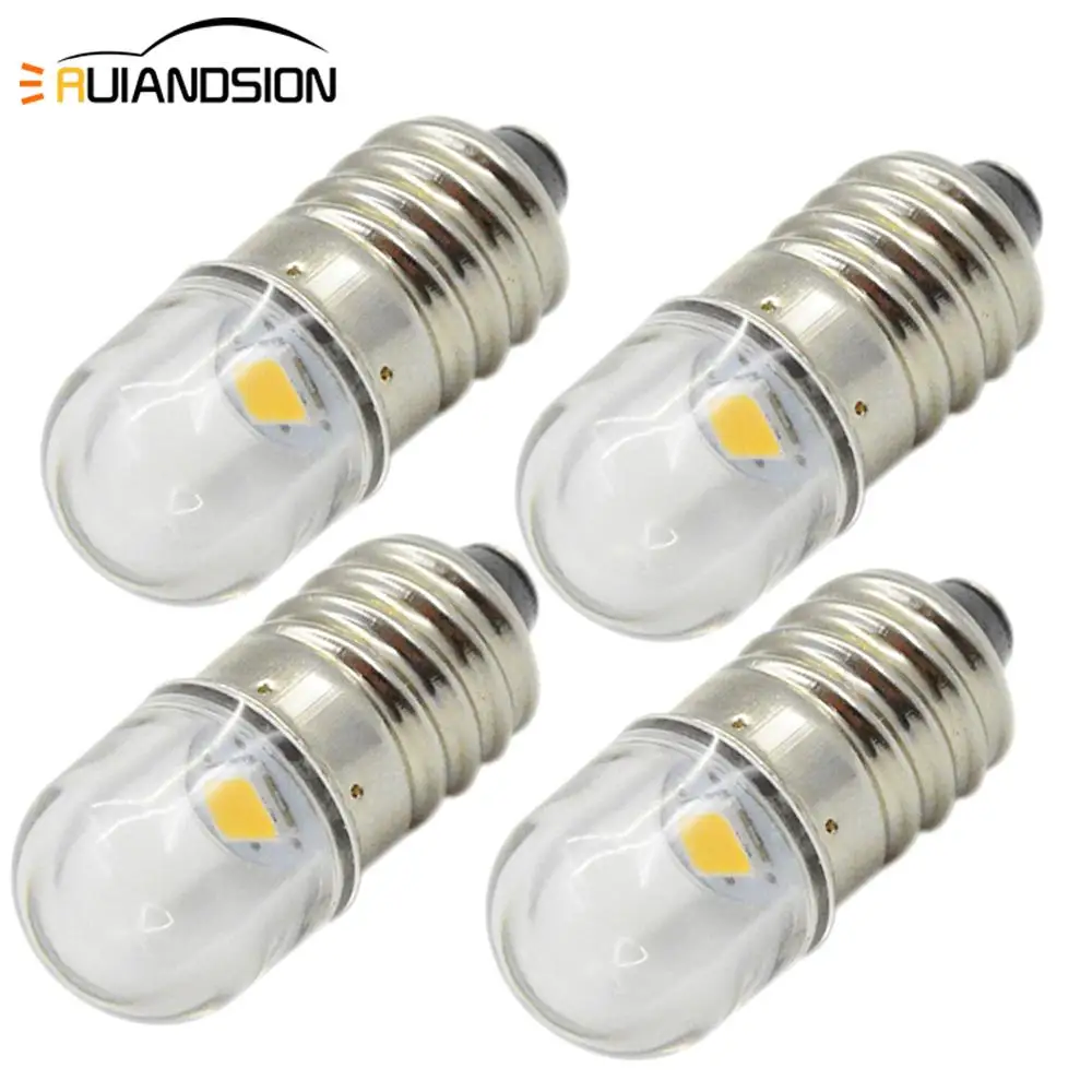 

4x E10 3V 6V 12V Warm White Minature 2835 LED MES Upgrade Bulb Lamp Replacement for Torch Flashlight Headlight Motor Bicycle