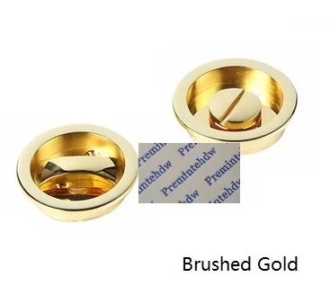 Round Brushed Gold Бесключевая кровать, дверь в ванную, врезной замок, утопленный, палец, тяга, большой палец, квадратный круглый карман, раздвижная дверь, болт - Цвет: Round Brushed Gold