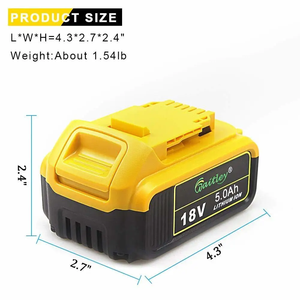 Günstig Waitley 2Pack 18V 5,0 Ah MAX XR Batterie Ersatz für DeWalt DCB180 DCB181 DCB182 DCB200 DCB184 18Volt 18 v Batterie