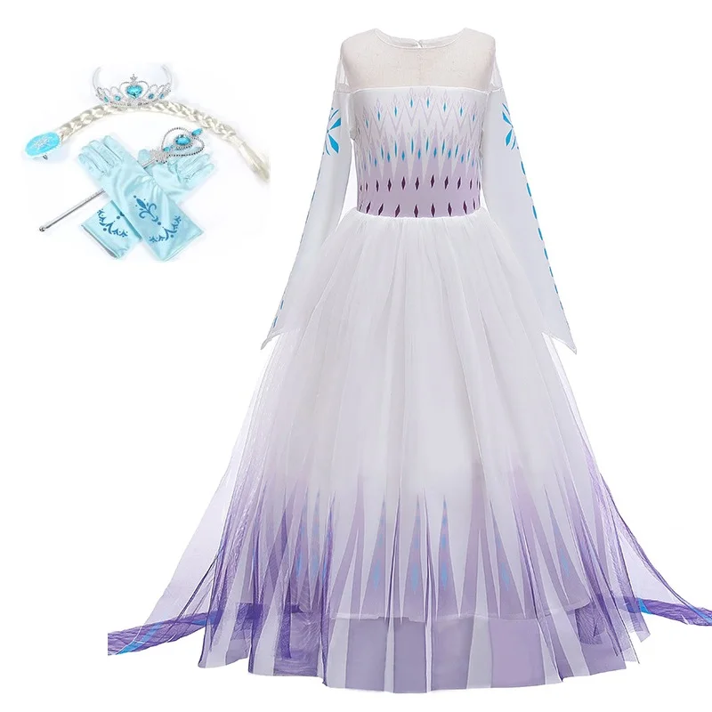 Popular-new-princess-Ice-and-snow-Movie-2-Elsa-role-play-prom-party-dress-girl-formal