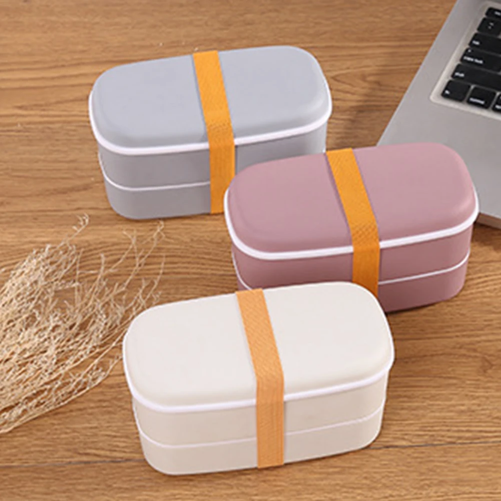Работа в японском стиле для детей и взрослых Bento Box школьная Съемная со столовыми принадлежностями двухслойная многоразовая коробка для хранения пищи микроволновая печь портативная