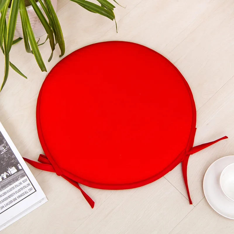 Red-Round Яркие однотонные Цветные подушки для стула, розовые декоративные подушки для пола, круглые подушки для путешествий, сидячий коврик для столовой кухни - Color: Red-Round