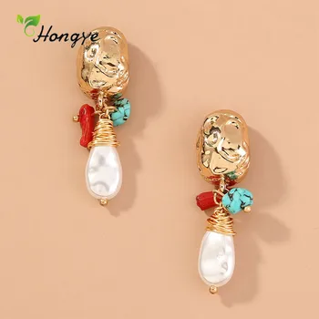

Hongye Vintage New Natural Irregular Pearl Drop Earrings for Women Fashion Brincos Fine Jewelry Statement Dangle Hot Selling