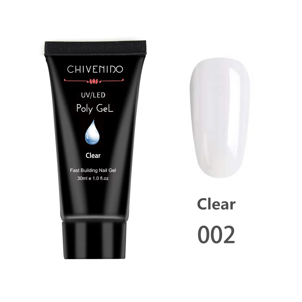 30ml Clear Полигель для ногтей акриловый полигель розовый белый металл с прозрачными кристаллами УФ светодиодный гель для наращивания гель Советы для увеличения скольжения решение Быстрый гель продлевающий половой акт - Цвет: 30ml Clear