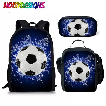 

NOISYDESIGNS School Backpack for Teenagers Primary School Bags Children 3pcs/set Schoolbag Foot Ball 3D Printing Shoulder Bags