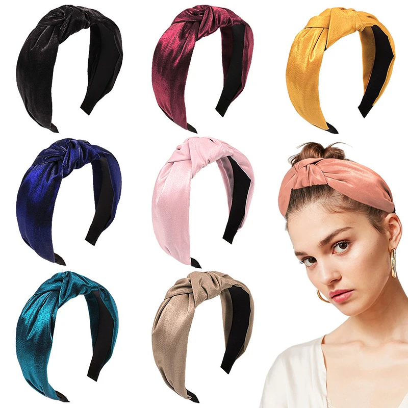 

Hot Soft Knotted Hairband Solid Color Headband Women Handmade Girls Head Wrap Hoop Hair Accessories Hairbands Headbands Headwear